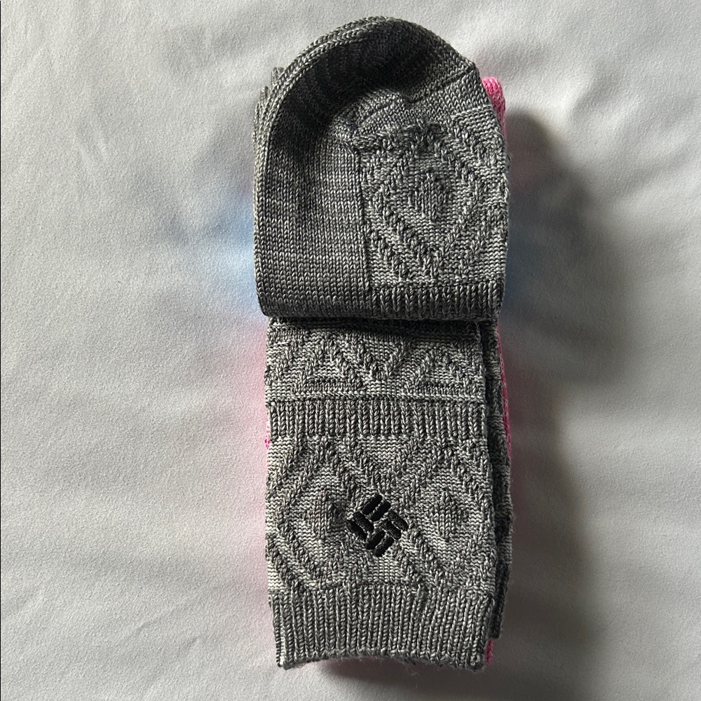 Columbia Pink Ice /Charcoal Gray 2 Pair Super Soft Crew Socks - Picture 10 of 11